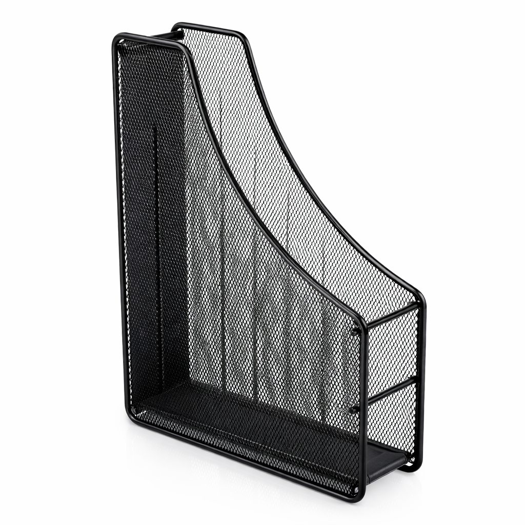 Suport documente vertical A4, 1 compartiment, metal mesh, negru, organizator birou, tava fisiere verticale, suport dosare si reviste