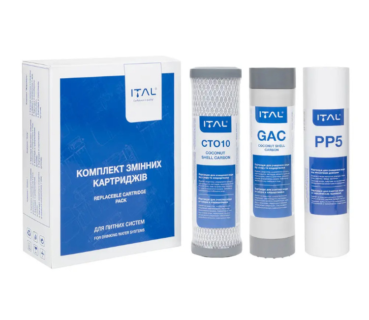 Set de cartușe pentru osmoză inversă ITAL GAC3IT (PP5 + CTO10 + CTO-S10IT)