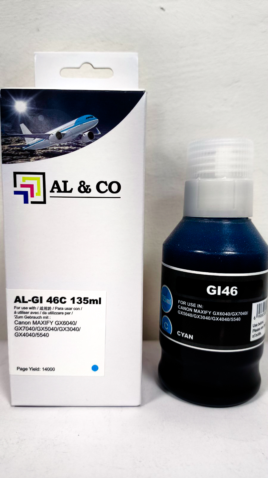 Cerneală Canon Premium compatibilă GI-46C Cyan for MAXIFY GX3040/4040/5040/6040/7040 135ml