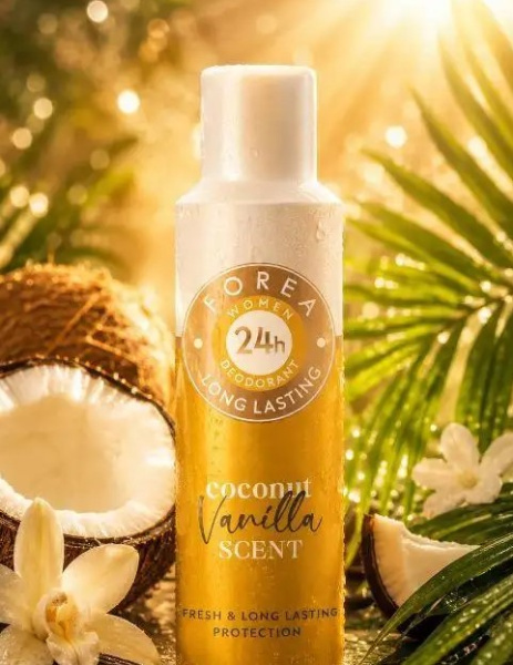Deodorant spray pentru femei FOREA Coconut Vanilla Scent 24h