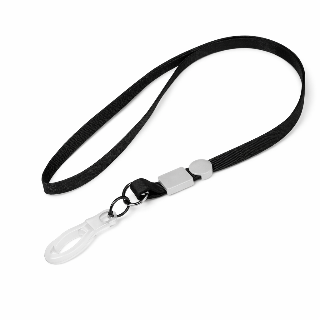 Set 100 snururi pentru ecusoane, negru, cu carabina din plastic
