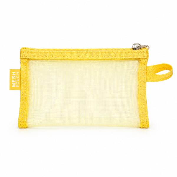 Penar din Plasa cu Fermoar 22x12 cm, 1 Compartiment, Galben Deschis