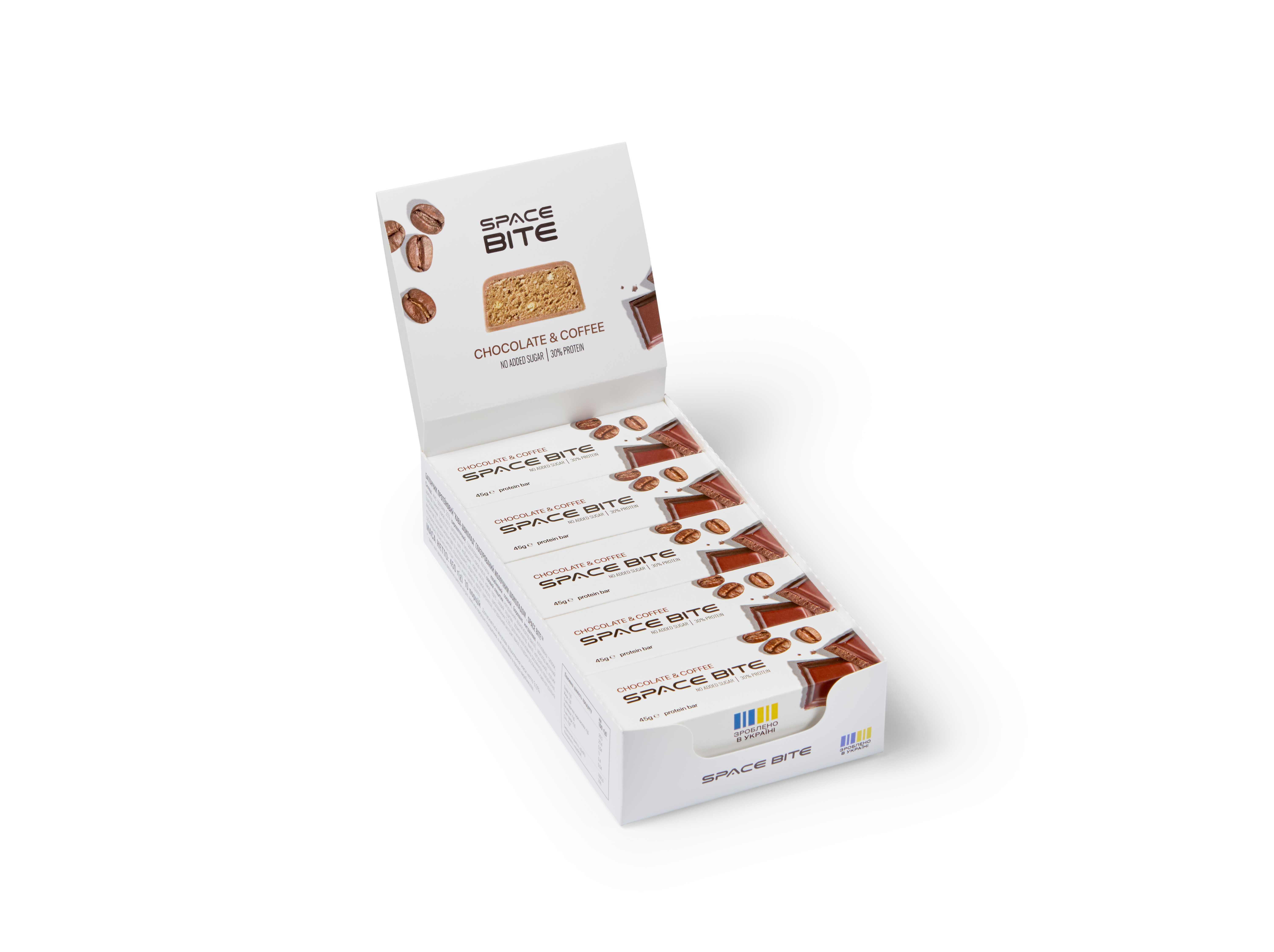10x Batonașe proteice SpaceBite, cafea-ciocolată, fără zahăr