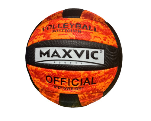 Minge volei MAXVIC orange camo, design portocaliu camuflaj, sport, sala, plaja, fitness