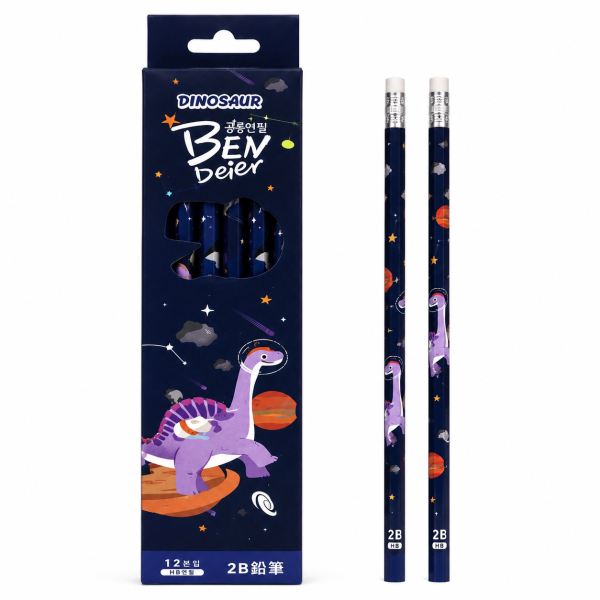 Set 12 creioane grafit 2B cu model dinozaur, creioane pentru desen si scris