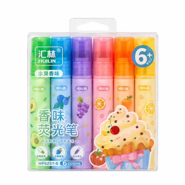 Set Carioci Fluorescente Parfumate, 6 Culori, Aroma de Fructe