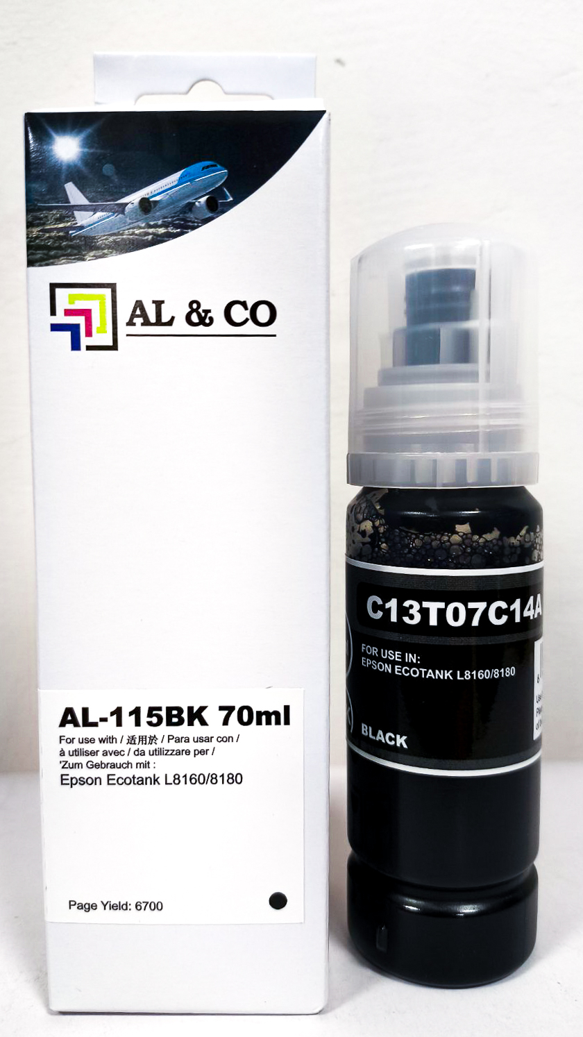 Cerneală Epson Premium compatibilă T07C14A Pigment Black EcoTank 115 for L8160/8180 (70ml)