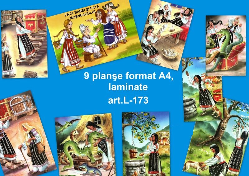 L-173 Povestea Fata babei şi fata moşneagului - 9 planşe A4