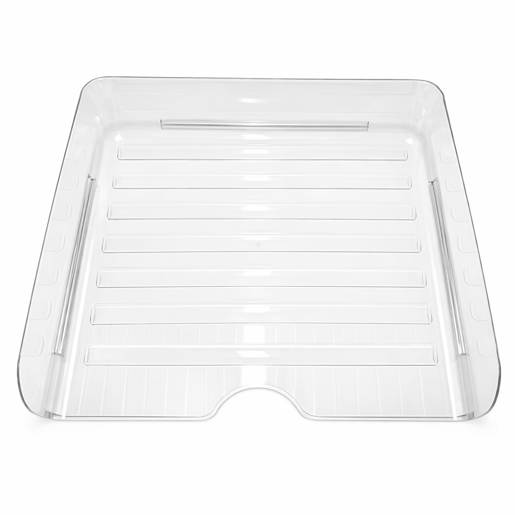 Tavita pentru documente, 34 x 25 cm, plastic transparent, organizator birou A4, suport de hartii orizontal, tavita office suprapozabila