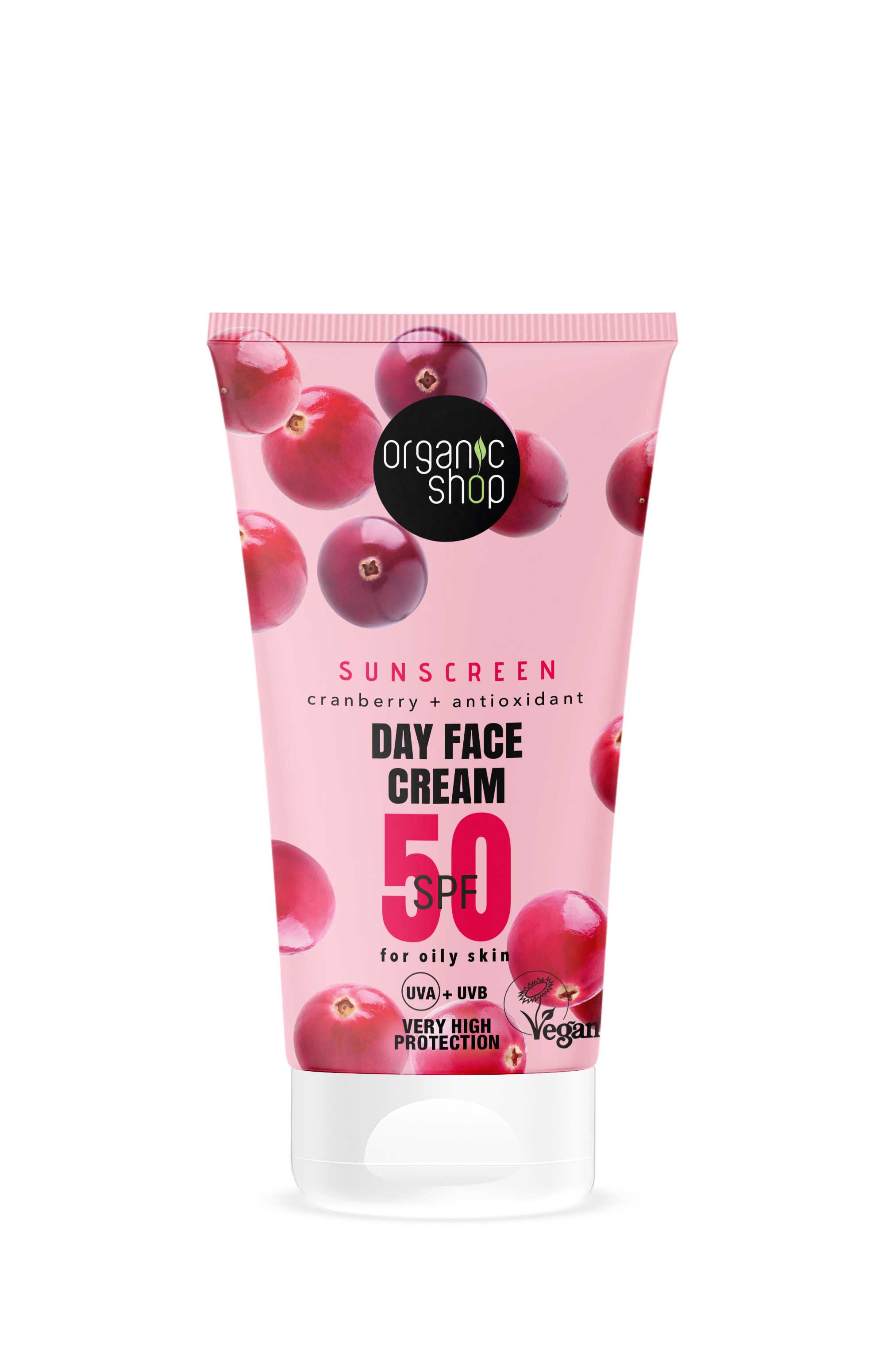 Organic Shop Cremă de față de zi pentru ten gras cu protecție solară SPF 50, 50 ml