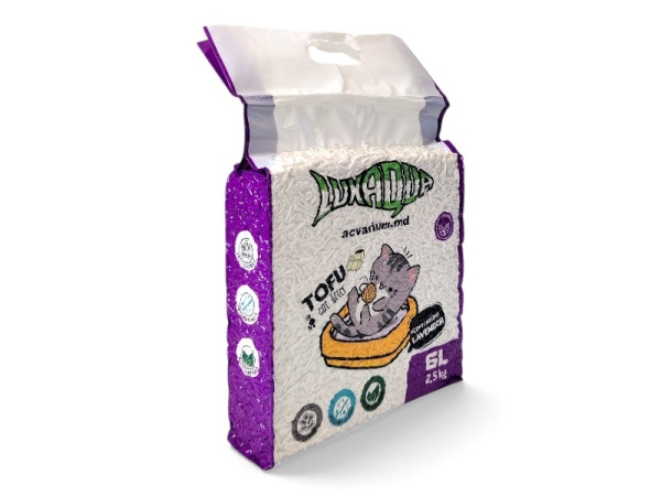 Așternut  pentru litiera, pisici Tofu Lavender, 5,7л
