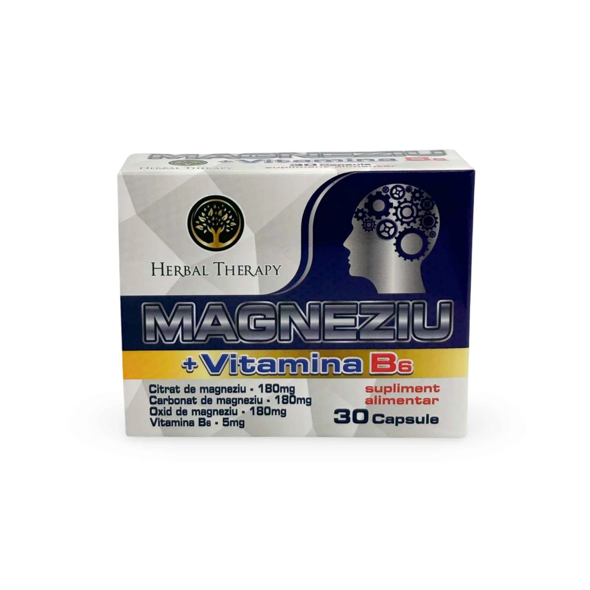 Magneziu + Vitamina B6 - Reduce oboseala și stresul, 30 capsule