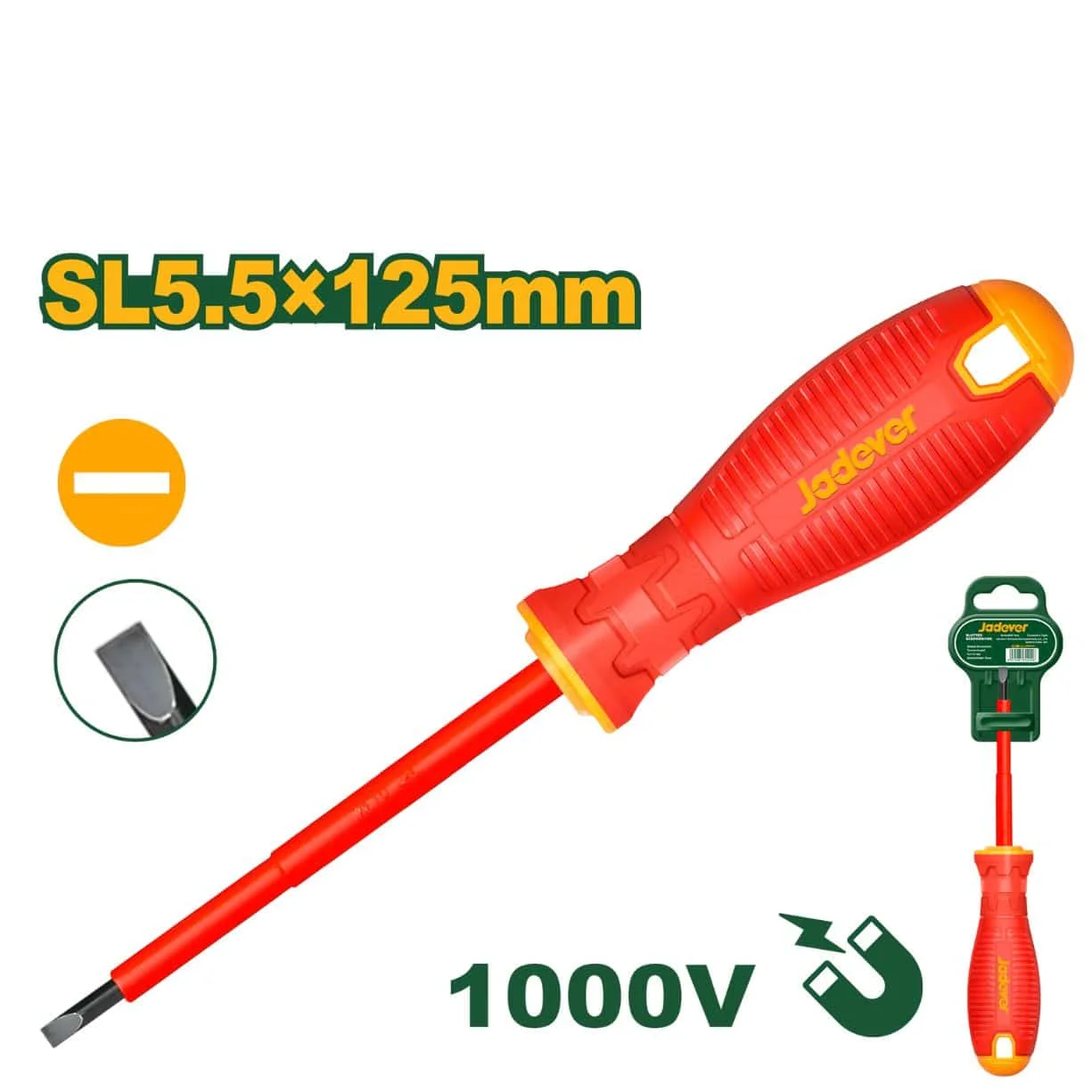 Șurubelniță izolată electric 1000V SL5.5x125mm Jadever