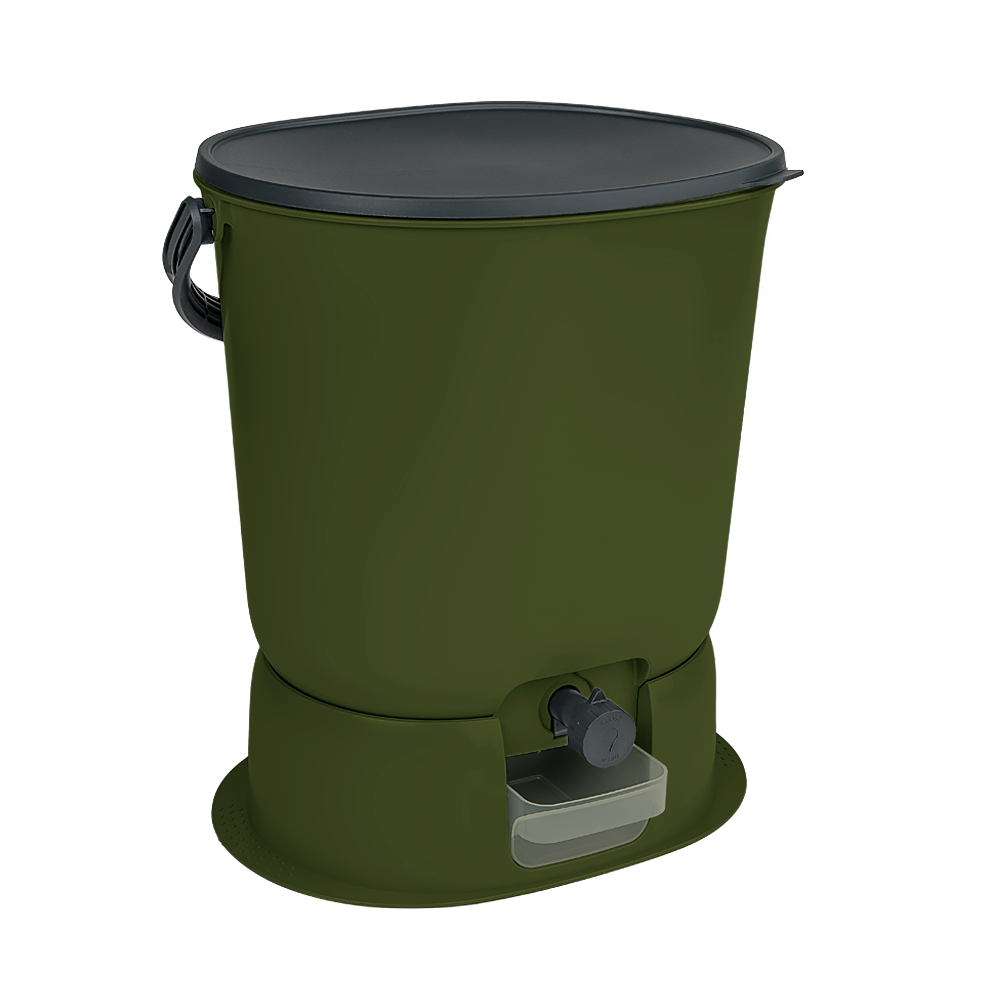 Coș pentru compostare Bokashi Organko Essential Olive + bază, 15.3L