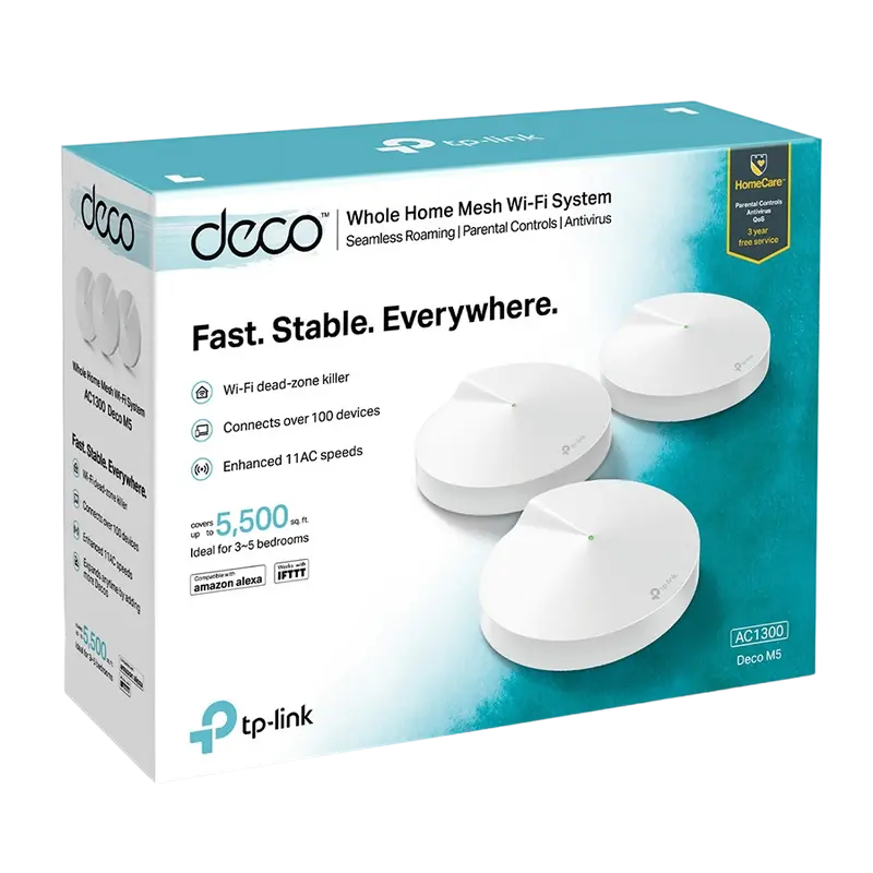 Sistem Wi-Fi Mesh TP-LINK Deco M5 (3-Pack), Alb