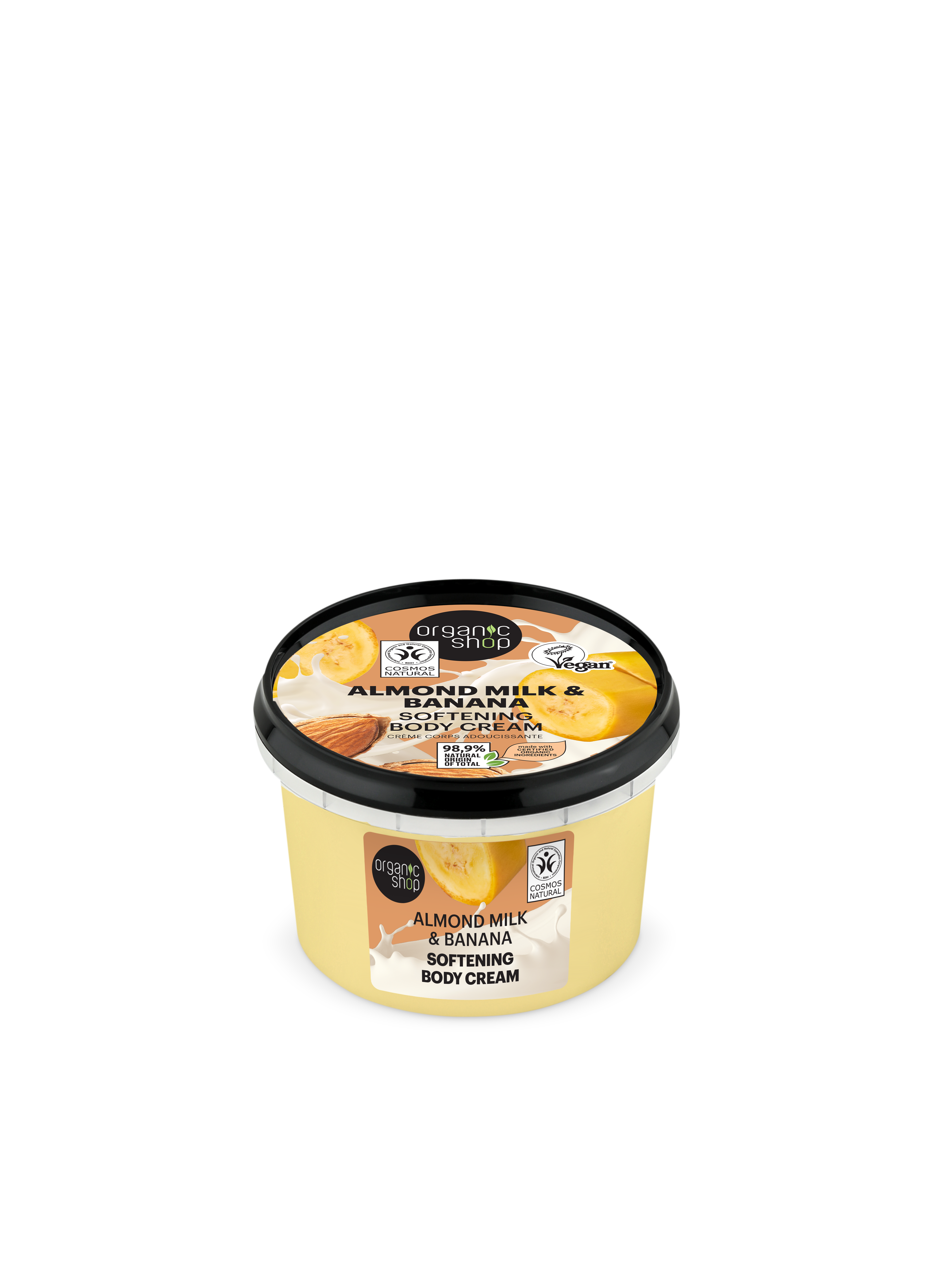 Organic Shop Cremă de corp emolientă cu lapte de migdale și banane 250 ml