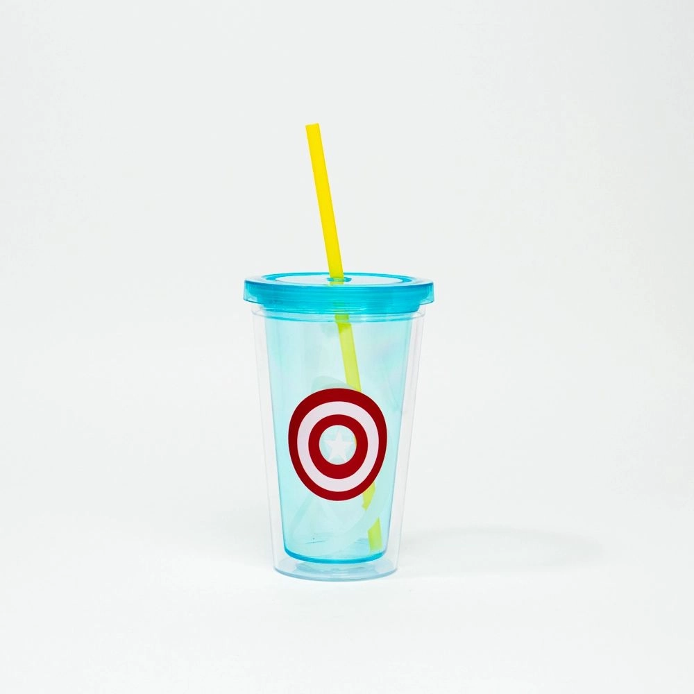 Pahar cu pai SuperHero Captain America 450 ml