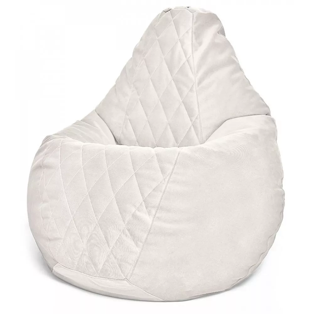 Fotoliu BeanBag din velur Maserrati "Romb", mărimea "XXL" culoarea albă