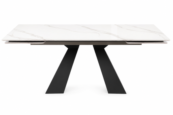 Masă extensibilă de dining „Astra X” 140–200×90 cm, marmură albă lucioasă