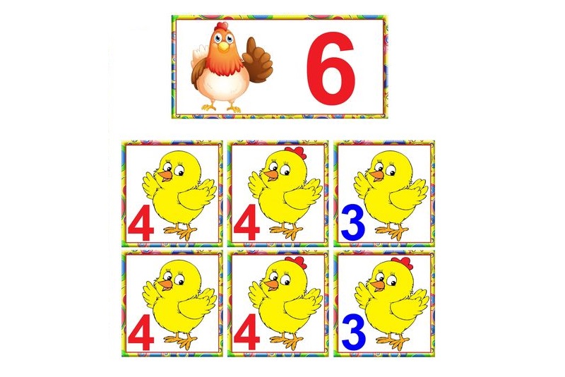 M-21 Joc cu jetoane Compunerea numerelor 1-10 - Găinuşa cu pui