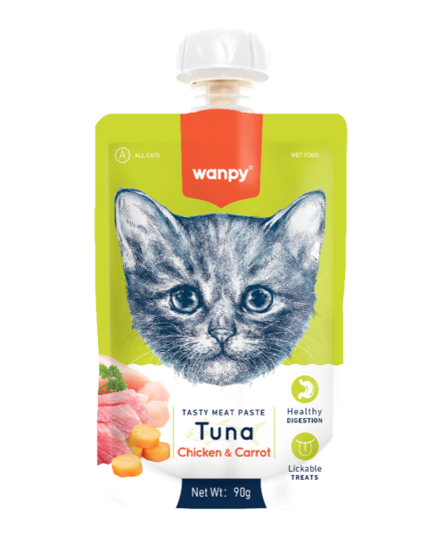 WANPY TASTY MEAT PASTE for CAT Ton cu pui și morcov 90g x10 (official)