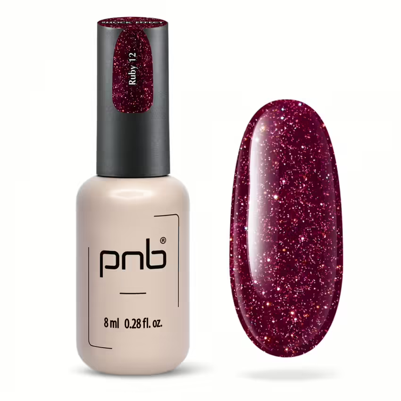 UV/LED Oja semipermanentă reflectorizantă SHOCK EFFECT 12 Ruby PNB, 8 ml