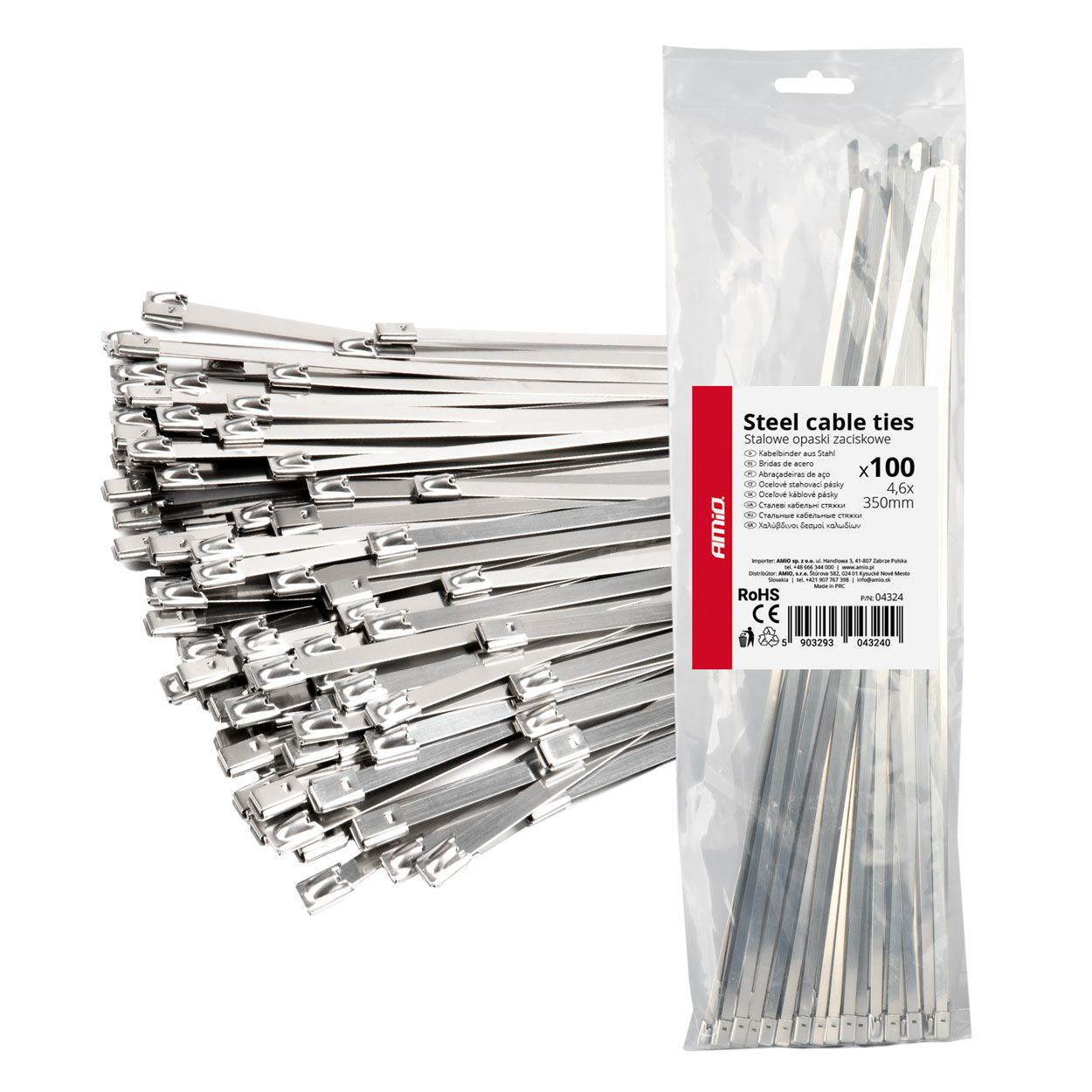 04324 Legaturi metalice din otel inoxidabi 4,6 С… 350mm 100 buc