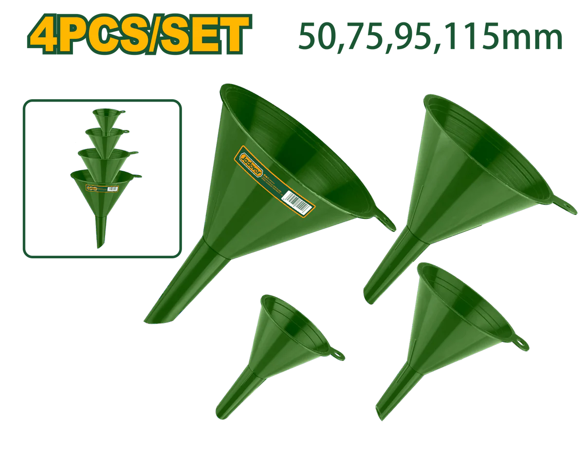 Set 4 pâlnii din plastic asortate (Ø 50, 75, 95, 115 mm) Jadever JDUFS2304