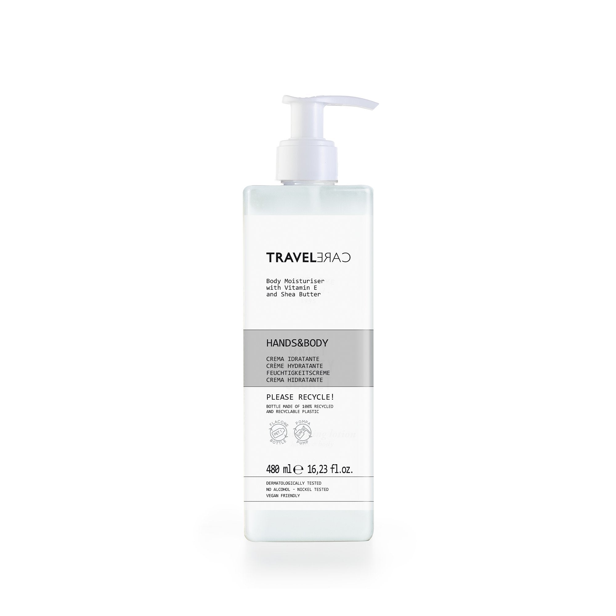 Cremă hidratantă pentru corp Travelcare 480 ml (sticlă reîncărcabilă)