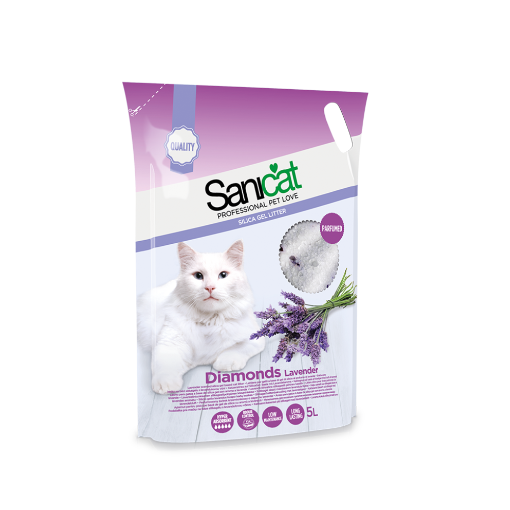 SANICAT DIAMONDS LAVANDA 5 L, așternut pentru litiere