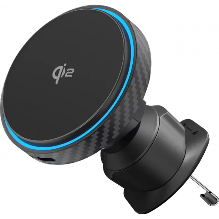 Car Mount With Wireless Charger Proove Graphite Circle Qi2 15W, Black