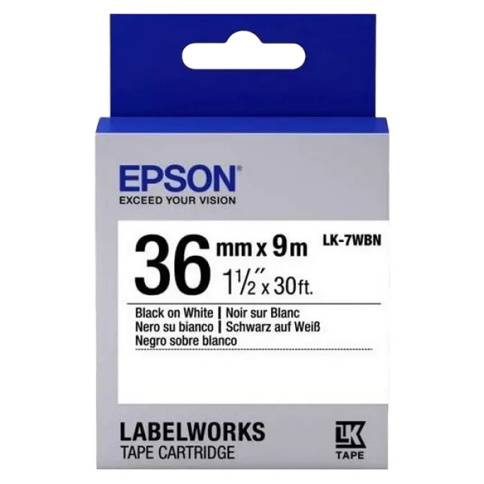 Cartuş de bandă Epson LK-7WBN, 36 mm x 9 m