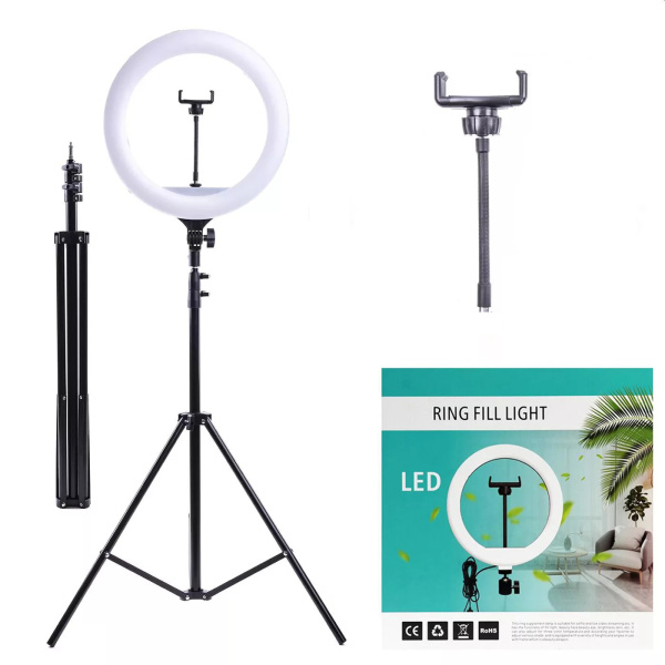Lampa inelara cu tripeda LAMPA ALBA/Diametrul lampei - 33cm +stativ 2m