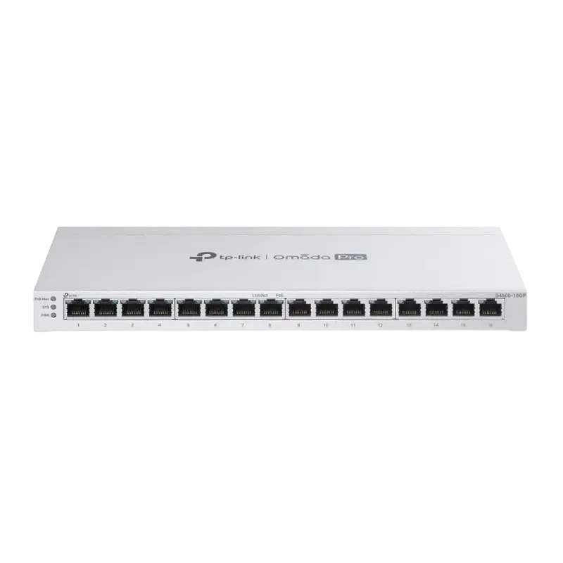 16-Port Gigabit Smart PoE+ Switch TP-LINK Omada Pro "S4500-16GP", 8xPoE Ports, 120W Budget
