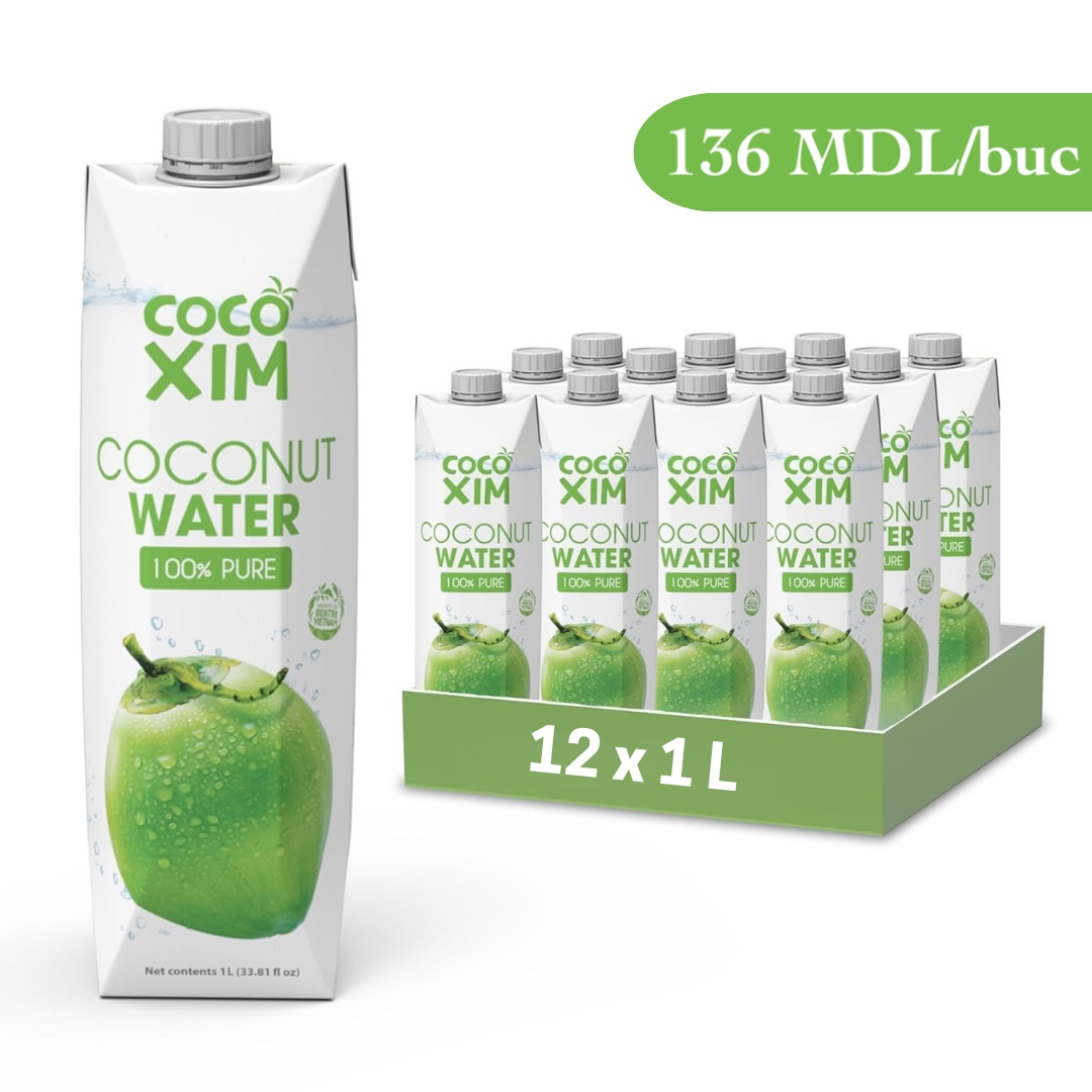 Apă de Cocos Cocoxim 100% Pură / 1L / Cutie 12 bucăți