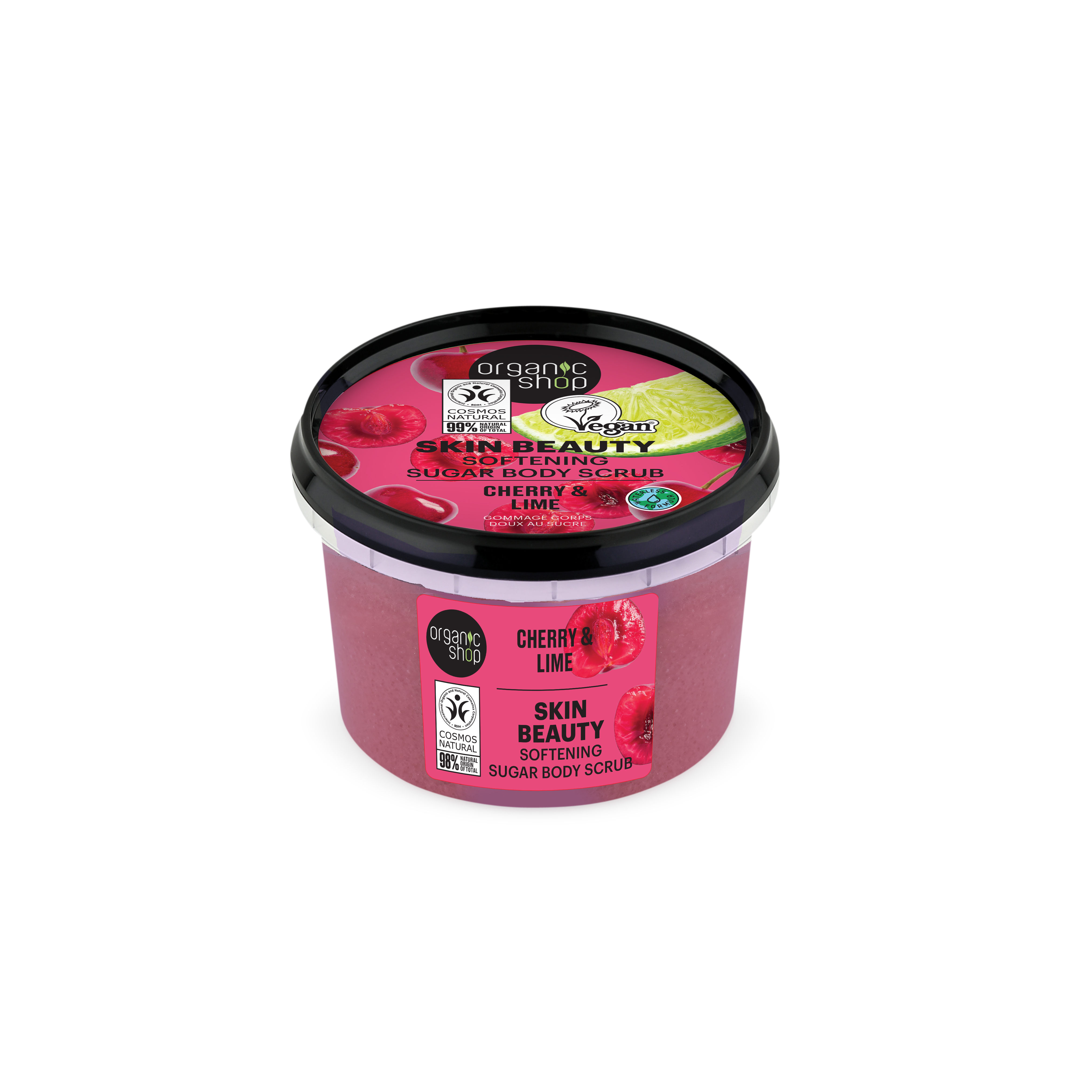 Organic Shop Scrub de corp cu zahăr Cireșe și lime, catifelant 250 ml