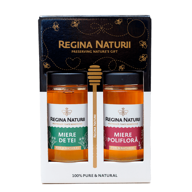 Set Miere 380g*2buc.(Miere De Tei, Miere Polifloră) Regina Naturii