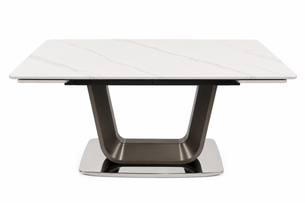 Masă extensibilă de dining „Premium Marble” 140–200×80 cm, marmură albă lucioasă