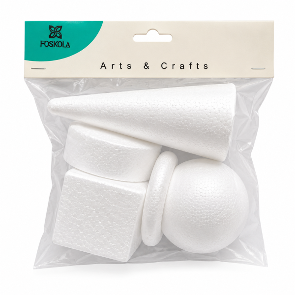 Set Figurine din Polistiren, Figuri Geometrice, 6-15 cm, 5 Bucati, Pentru Pictura, Decoratiuni si Activitati Creative