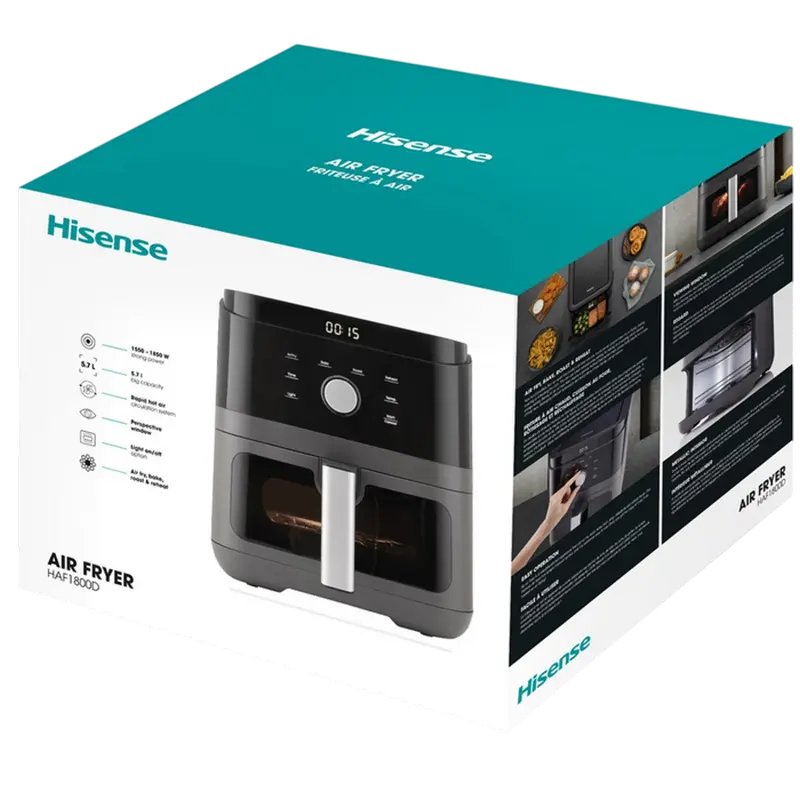 Friteuză cu aer cald Hisense HAF1800D, Negru