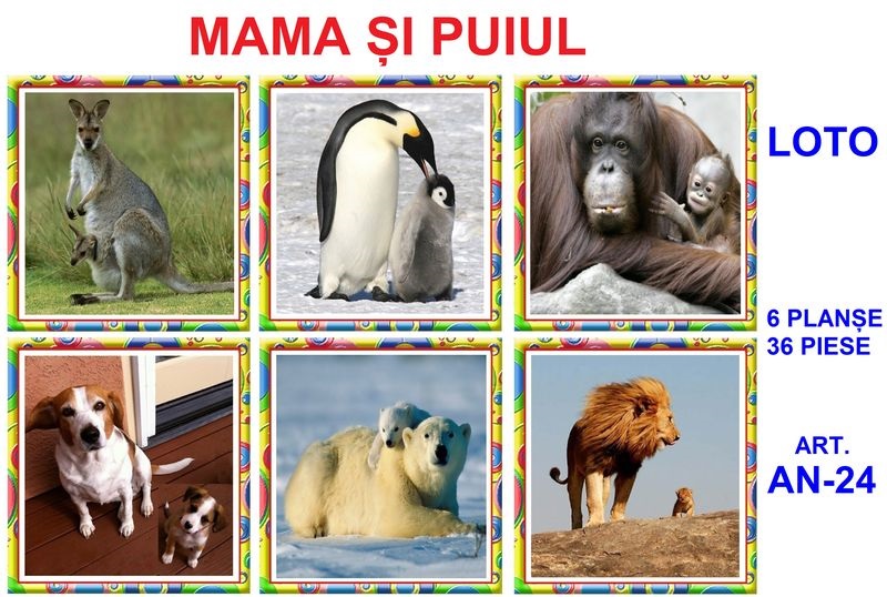 AN-24 Joc Loto Animăluţe - Mama şi puiul