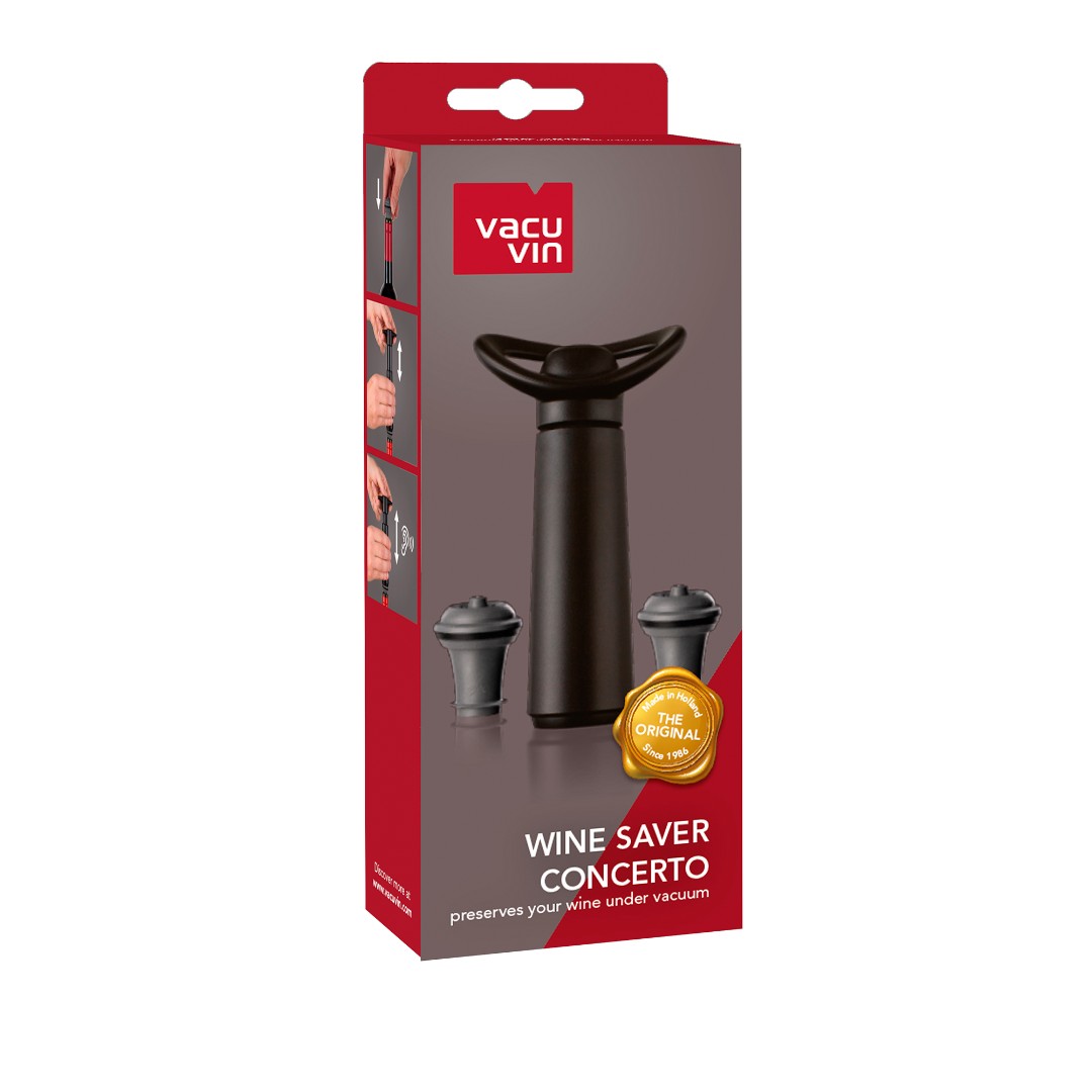 Vacu Vin Wine Saver Concreto Black Stoppers
