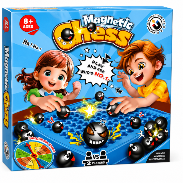 Joc educativ Magnetic Chess, batalie magnetica pentru copii si familie, 8+
