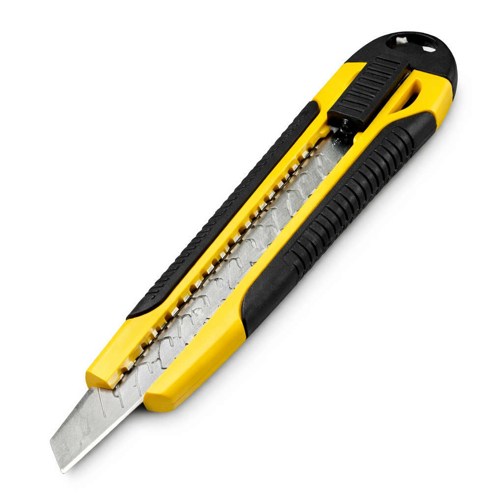 Set 5 cutite cutter birou 18 mm cu maner cauciucat, cutit utilitar lama segmentata, cutter profesional pentru carton hartie folie, cutter retractabil pentru birou depozit DIY