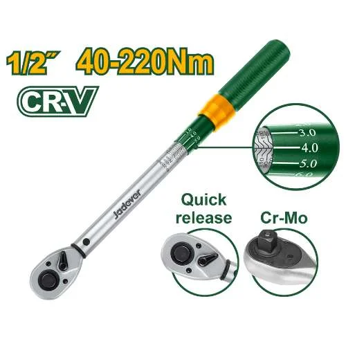 Cheie dinamometrică 1/2" 40-220Nm (425mm) JDWQ1D12 Jadever