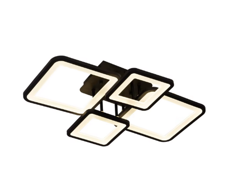 Lustra Led Pro Square, 4 brate, telecomanda, Intensitate Reglabila, neagra