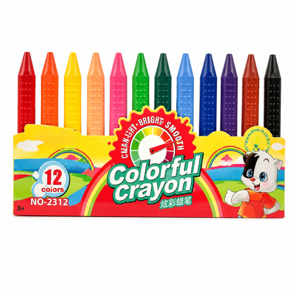 Creioane Cerate 12 Culori, Set pentru Copii, Non-Toxice, Colorare si Desen, 3+ Ani