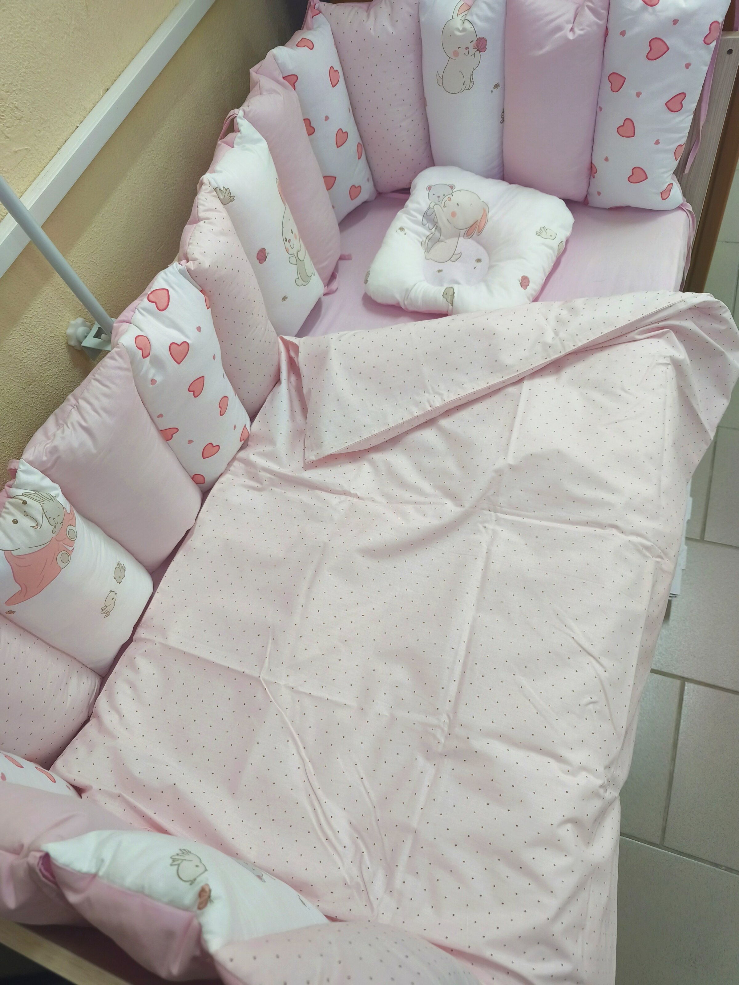 Borduri de protecție pentru pătuc Pink Rabbit