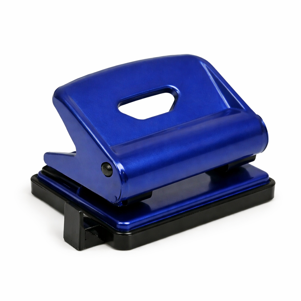 Perforator metalic Scholz 8 cm, capacitate 25 file, 2 gauri, perforator birou profesional, albastru