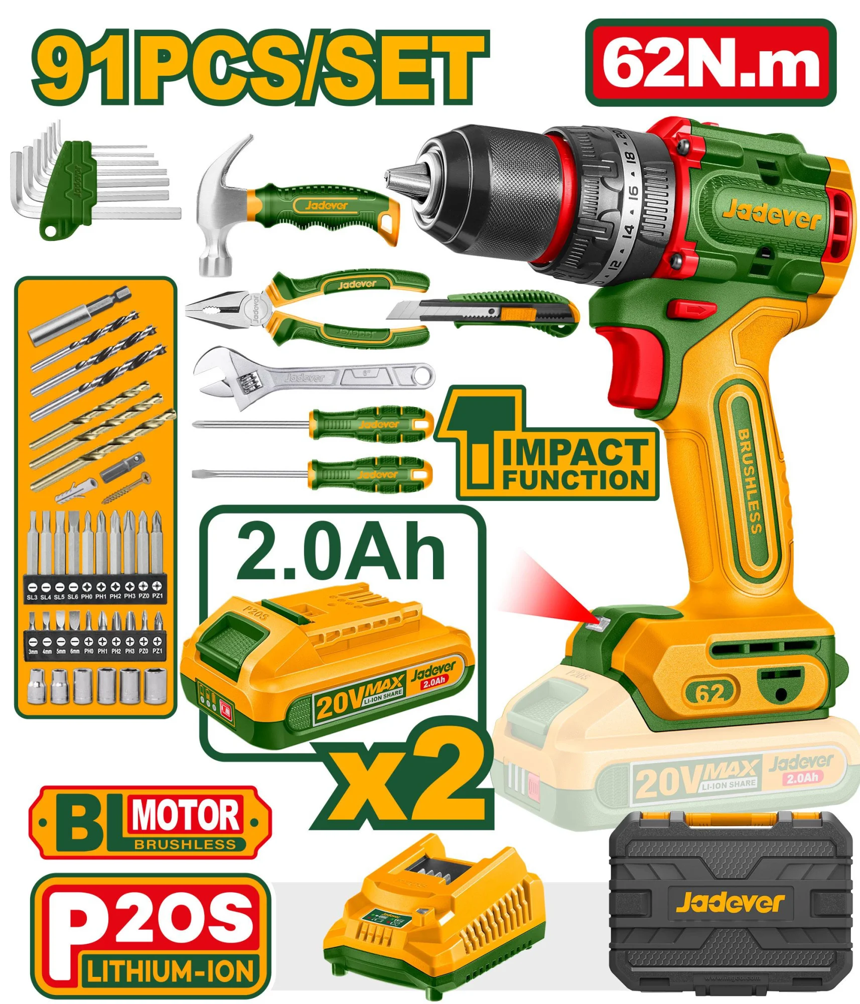 Set de scule de mână 91 piese Jadever